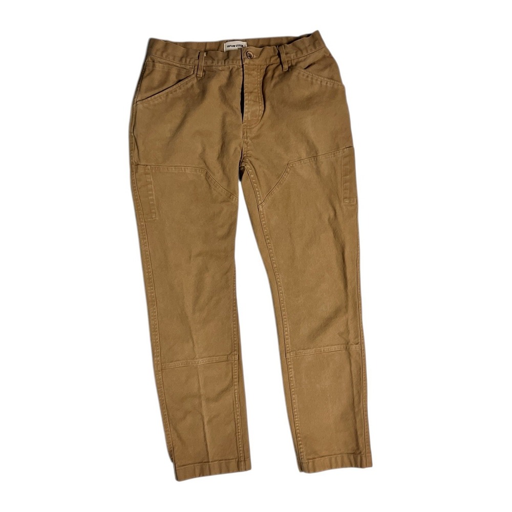 Taylor Stitch Canvas Camp Chore Pants Size 30 Tan Button Fly Men's Double Knee - Picture 3 of 14